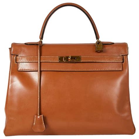 HERMES Vintage Kelly 35 Bag in Caramel Box 